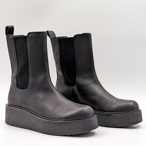 Vince Women Brinton Waterproof Chelsea Boots Black Platform Leather Size 6